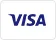 Word VISA in stylized dark blue font, small light orange flag-like element on upper left of V, on white background with light gray border