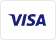 Word VISA in stylized dark blue font, small light orange flag-like element on upper left of V, on white background with light gray border