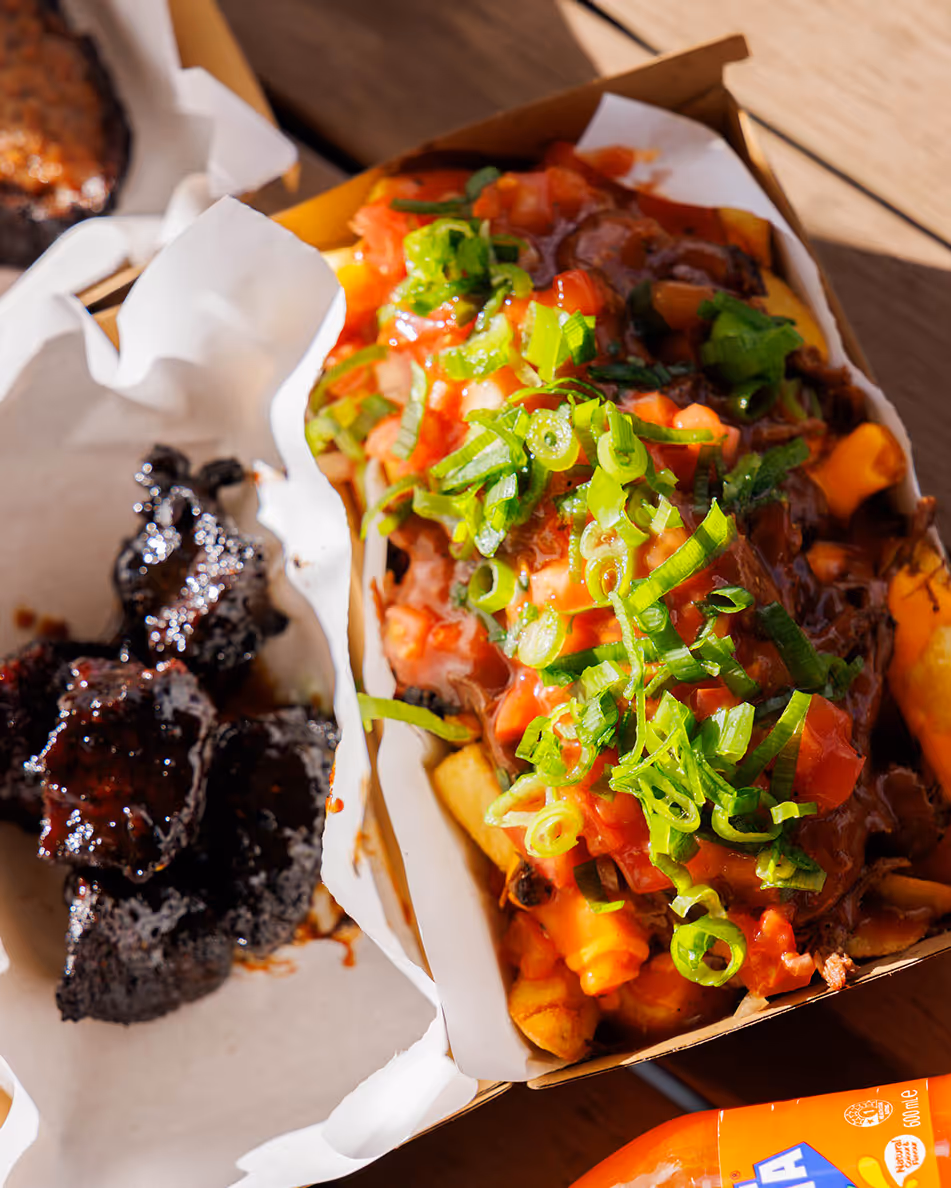 Loaded BBQ fries with smoked meats