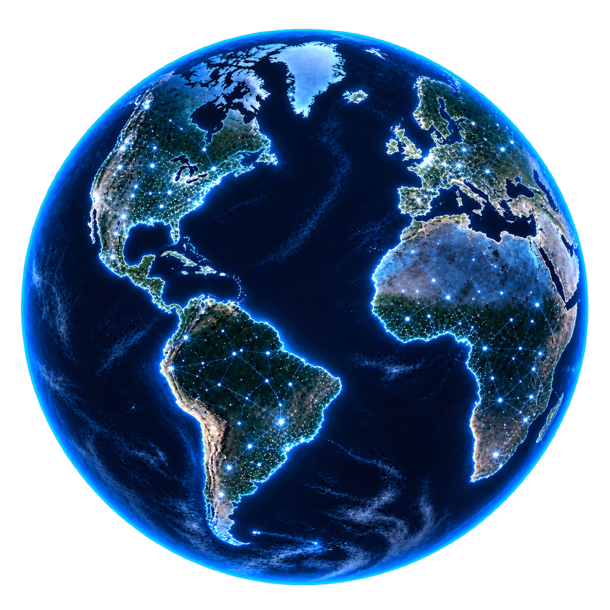 Globe with blue highlights.