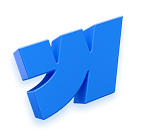 Blue 3D stylized letter 'K' icon with a shadow effect.