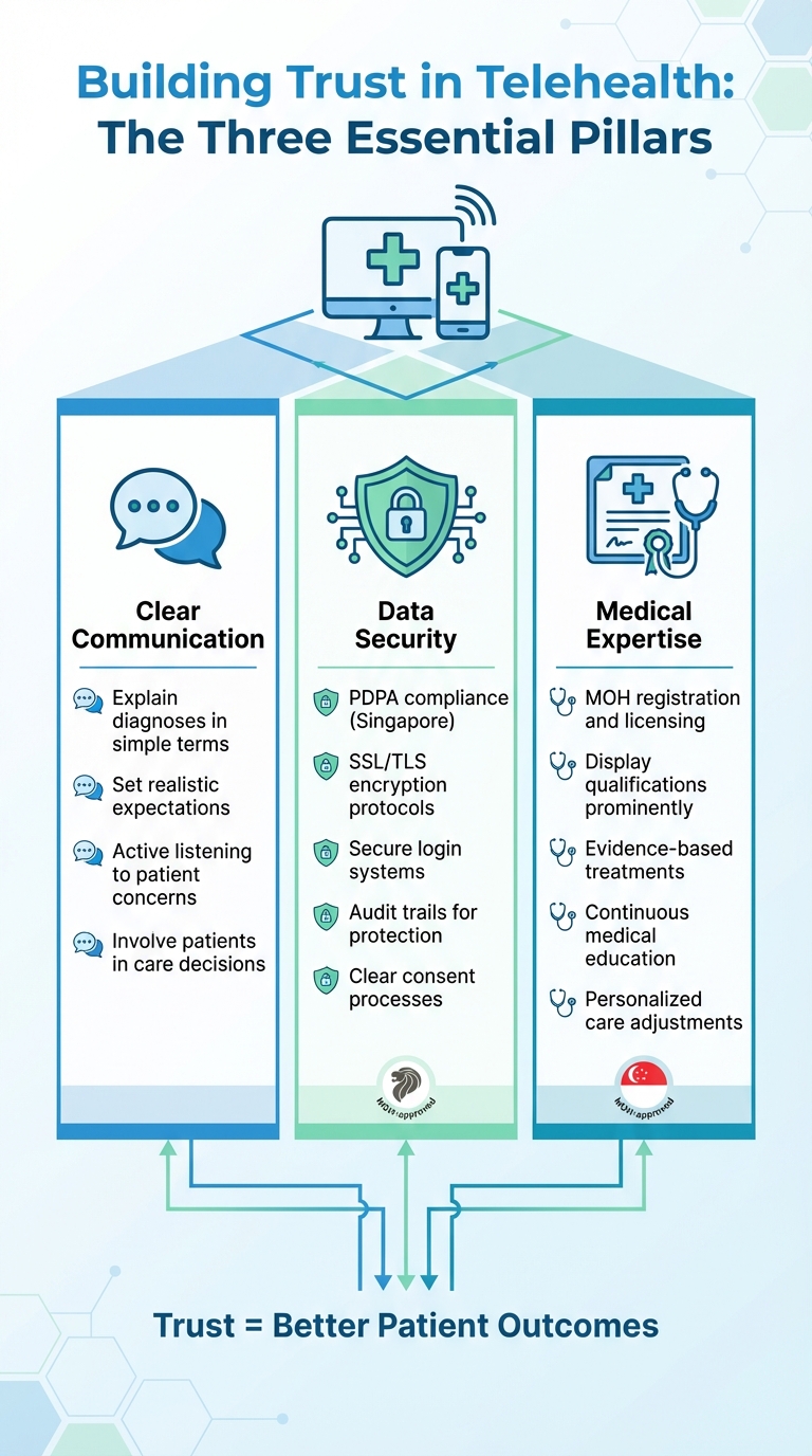 Three Pillars of Trust in Telehealth: Communication, Security, and Expertise