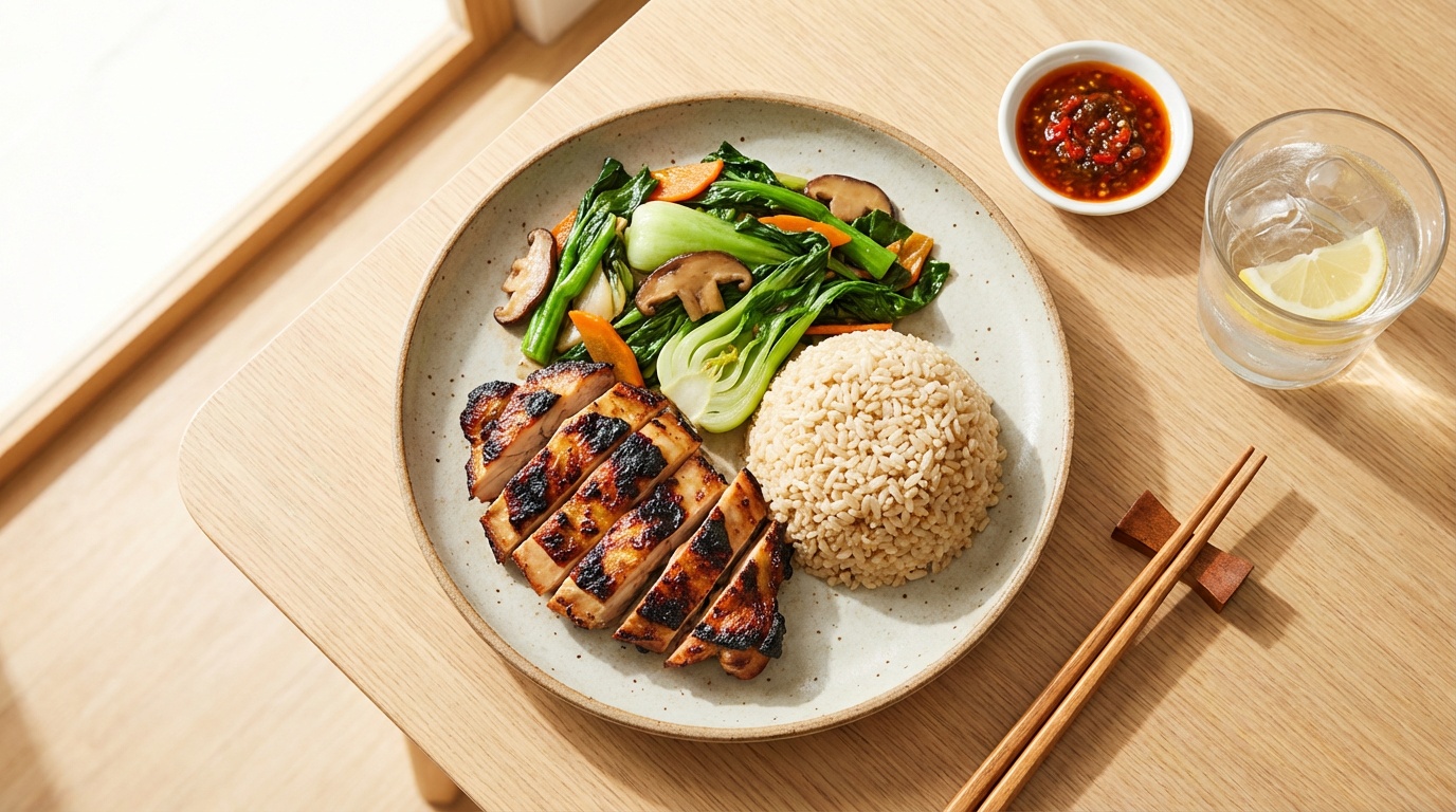 Balanced protein-rich meal plate for GLP-1 medication users