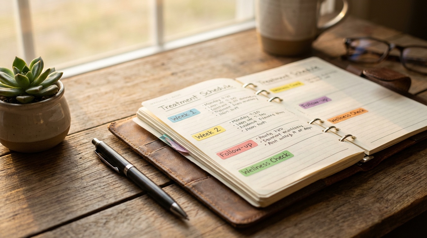 Weight loss progress timeline representing amycretin clinical trial duration