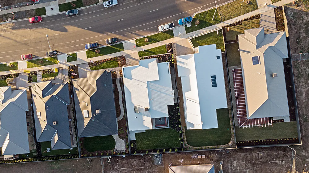 Aerial view of houses