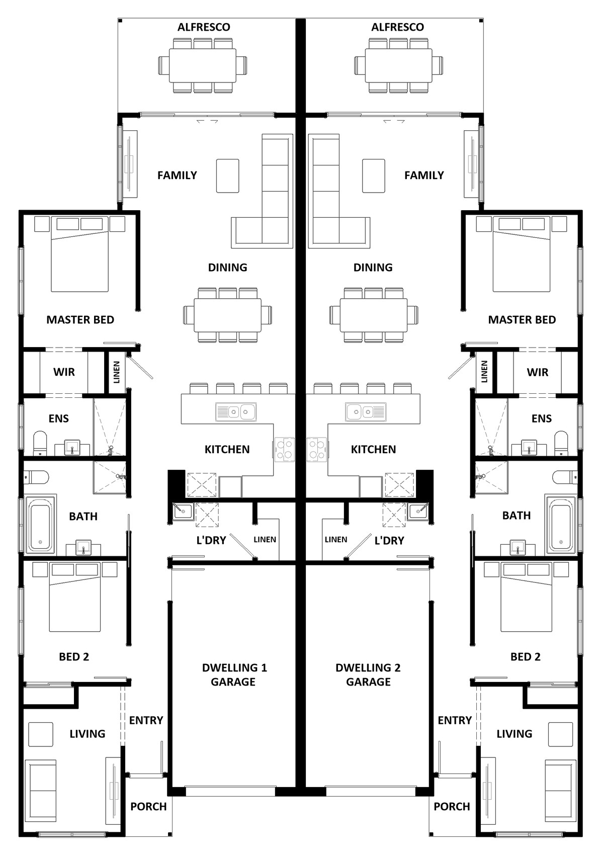 Ruby 298 duplex floor plan for multigenerational living