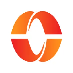 Abstract circular logo with orange and red gradient segments forming an open ring.