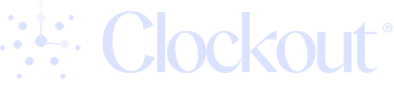 Clockout company logo with connected dots forming a network symbol.