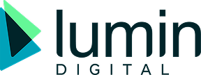 Lumin Digital logo with blue and green triangular shapes and black text.