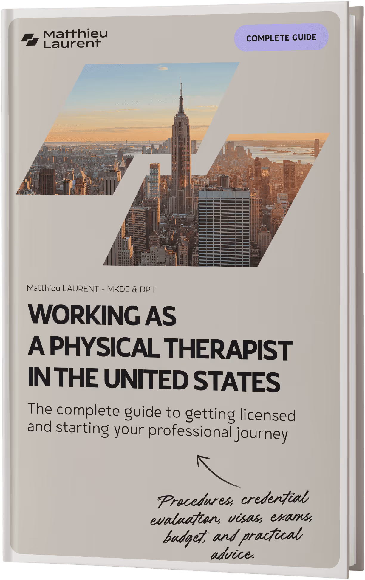 Book cover for working as a physical therapist in the US by Mathieu Laurent, sports physical therapist