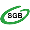 Logo with the letters SGB surrounded by a green elliptical swoosh.