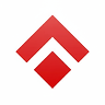 Red geometric logo with an upward arrow shape above a diamond shape.