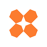 Orange abstract four-pointed star shapes arranged in a symmetrical pattern.