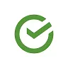 Green circular logo with a stylized check mark inside.