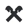 Black crossed hammer and wrench icon.