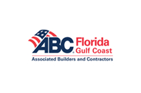 Logo of ABC Florida Gulf Coast, Associated Builders and Contractors with stylized flag design.
