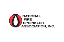 National Fire Sprinkler Association logo with red and black stylized water drop icon.