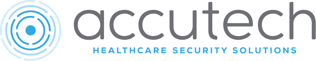 Accutech logo with circular design and text Healthcare Security Solutions below.