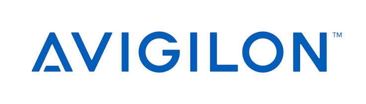 Avigilon company name in blue uppercase letters with stylized A and G.