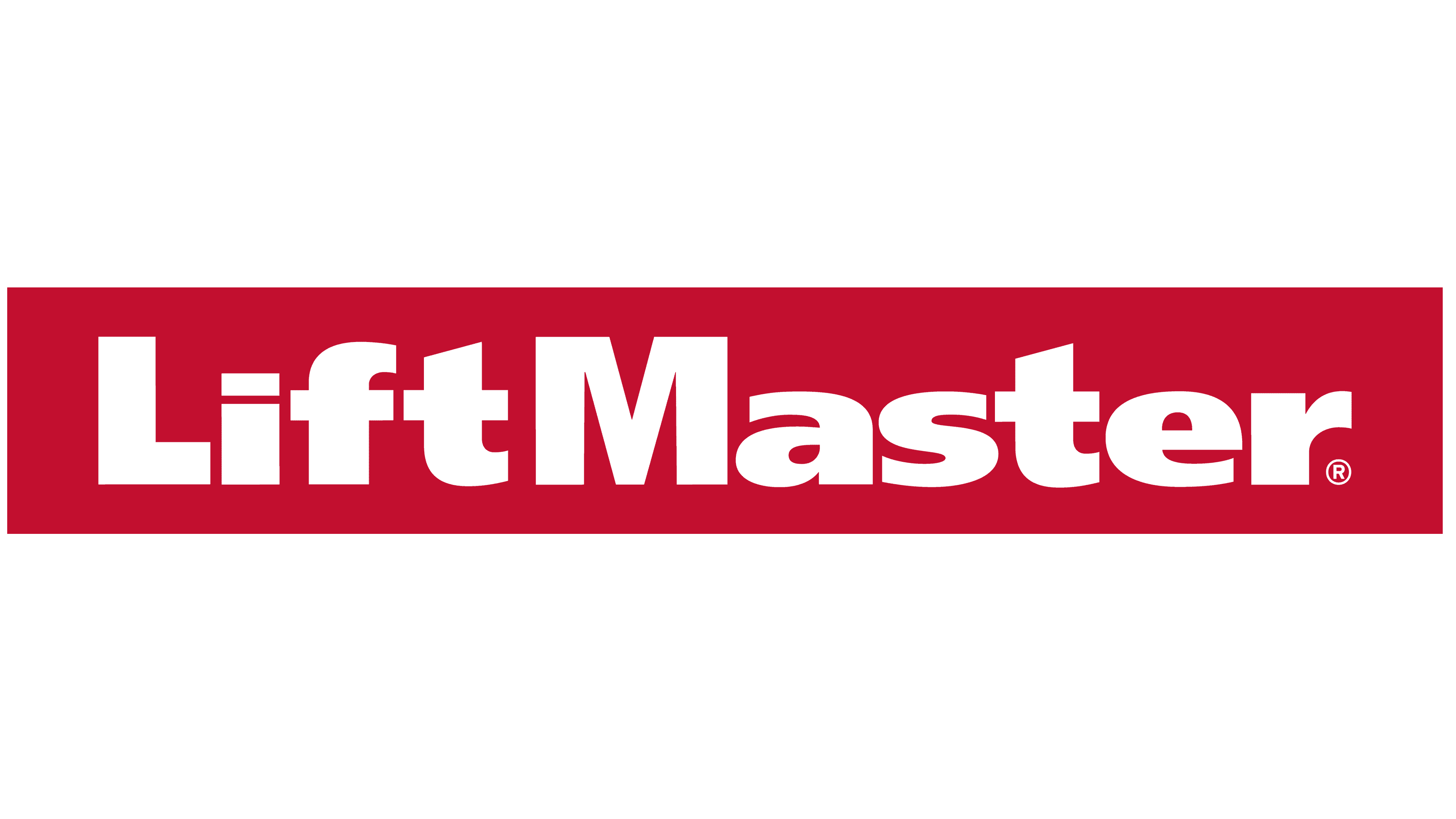 LiftMaster brand logo with white text on a red rectangular background.