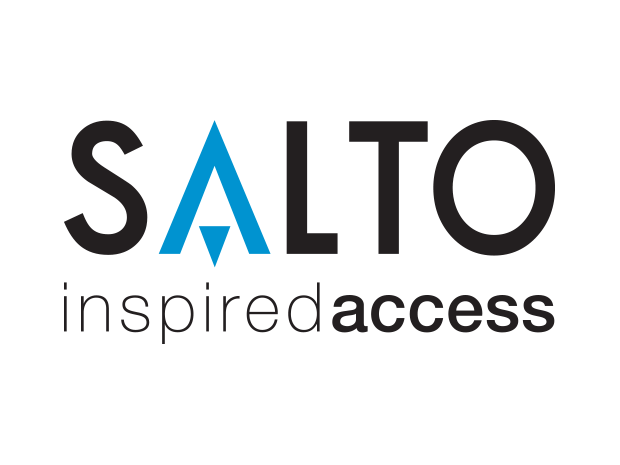 SALTO logo with a blue stylized A and the phrase inspired access below in black text.