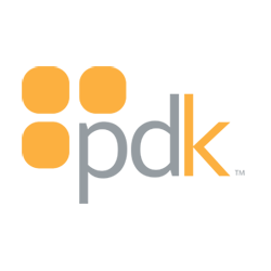 PDK logo with orange and gray stylized letters.