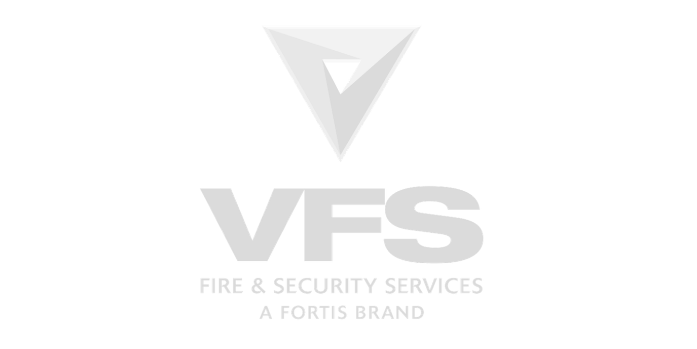 VFS logo with a triangular symbol above and text Fire & Security Services, A Fortis Brand
