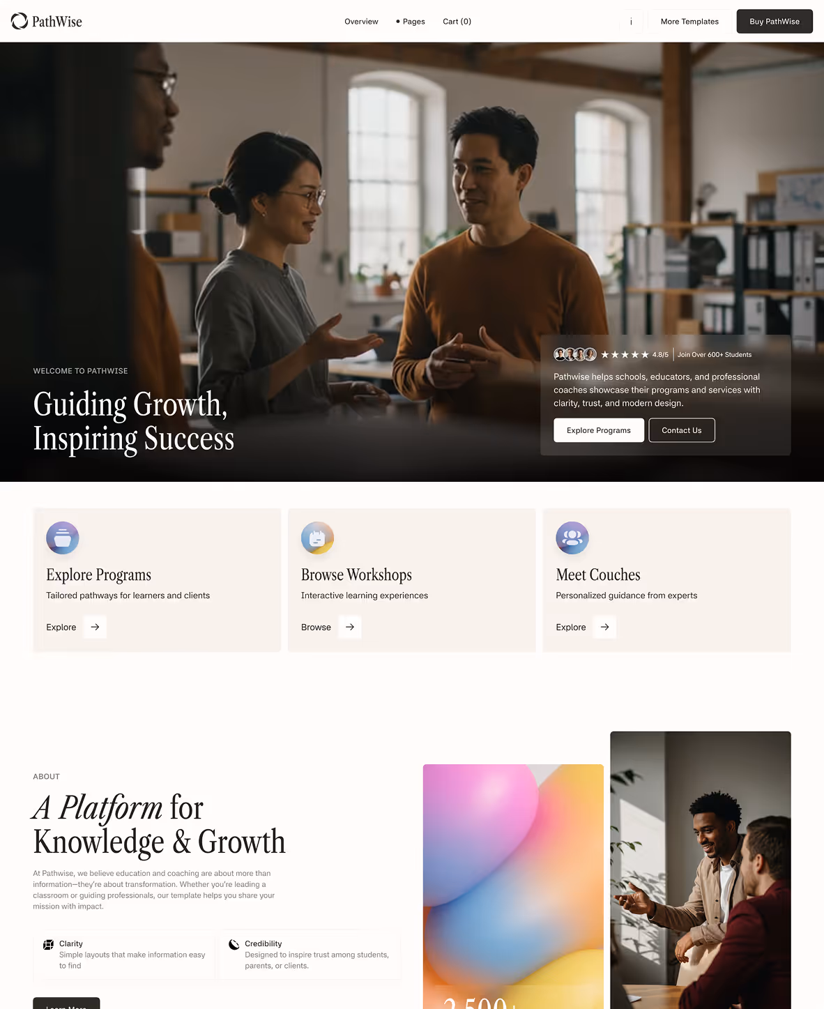 Schools Coaching Webflow template 