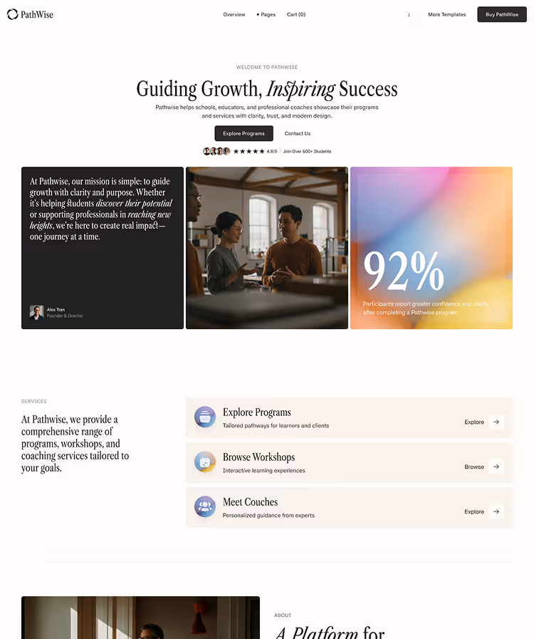 Schools Coaching Webflow template 