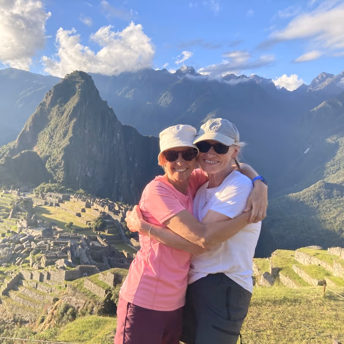 Sue and her friend at Machu Picchu