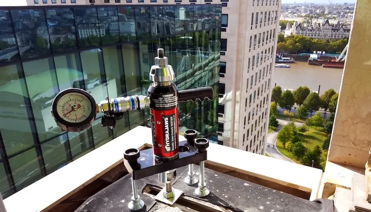 Fixings pull testing of cast in channel.