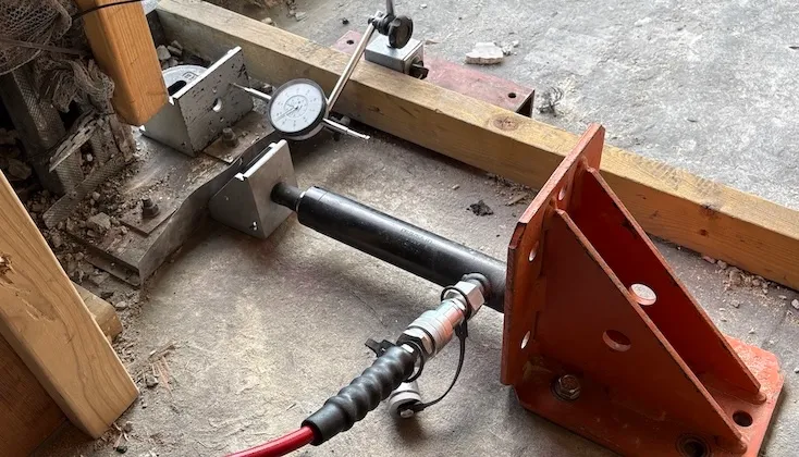Curtain wall bracket shear load tested.