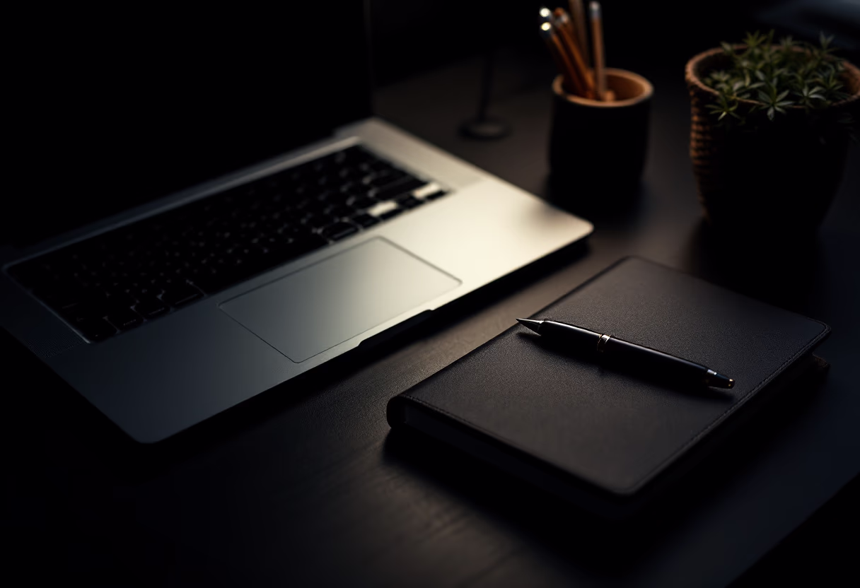 [background image] top-down desk view