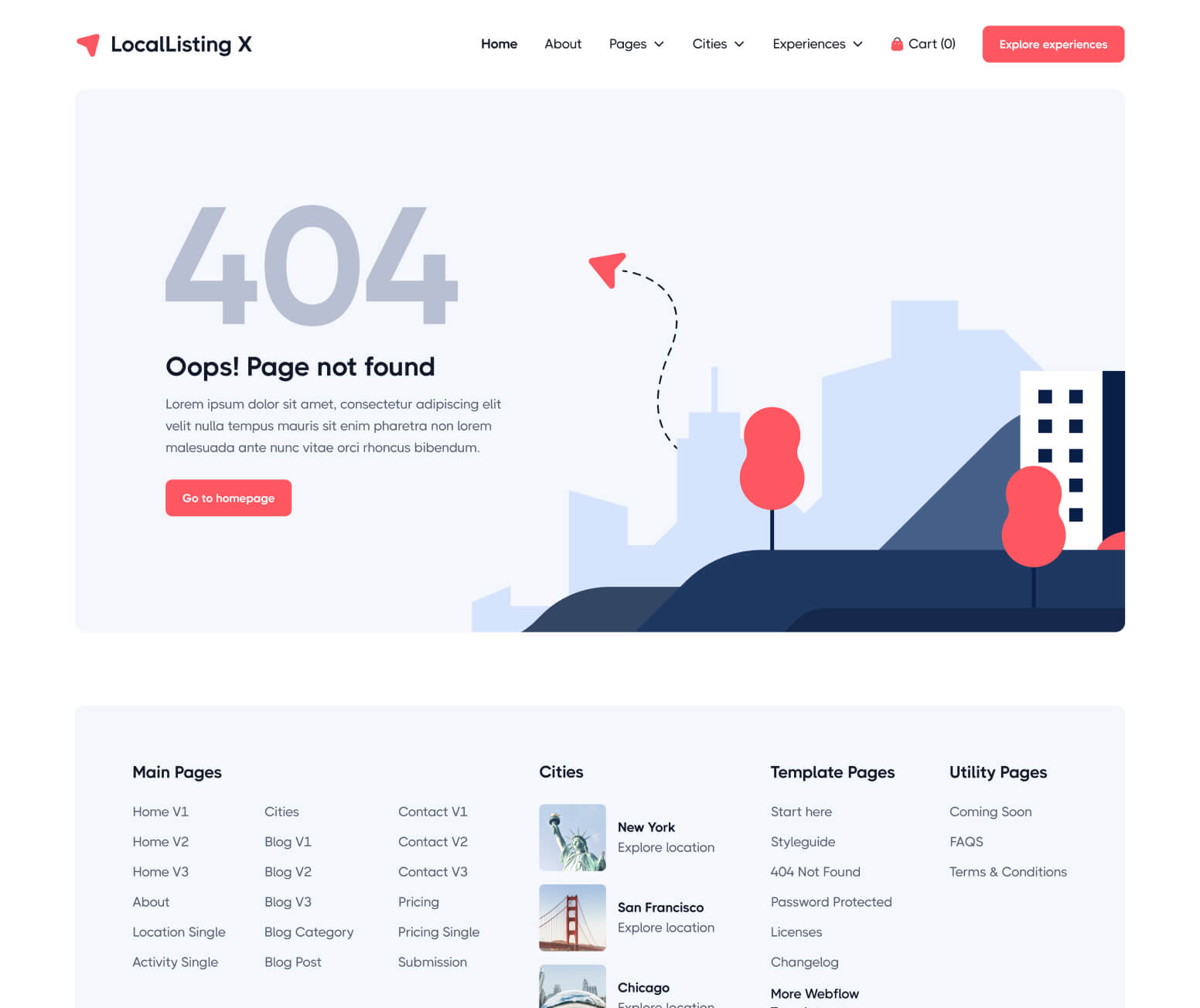 LocalListing X - 404 Page - Webflow Template