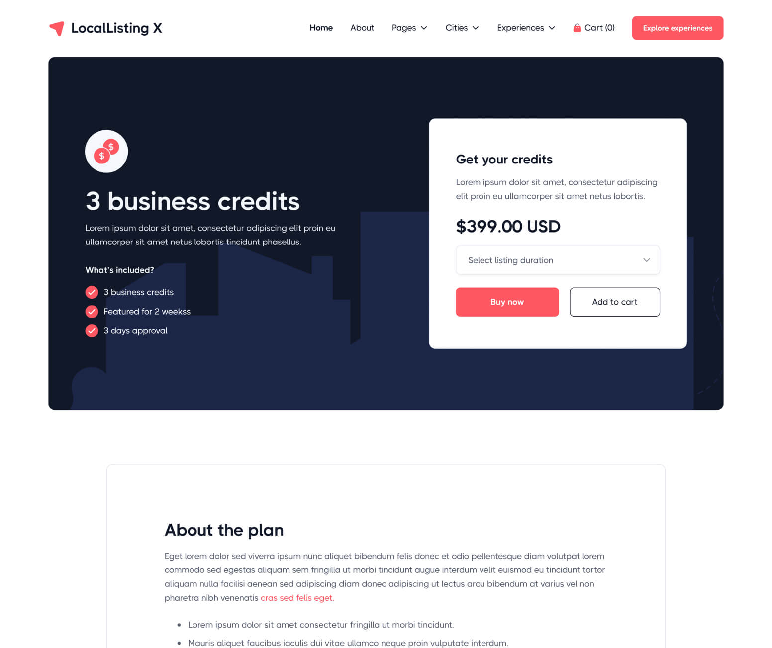 LocalListing X - Pricing Single Page - Webflow Template