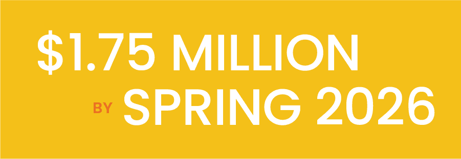 $1.75 million by spring 2026 in white text on a golden background.