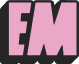 Pink uppercase letters E and M in bold block style.
