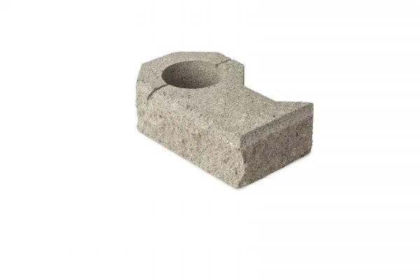 HB-Betonin betonisen muurikiven kulmakivi Vallikivikulma vasen Harmaa lohkopinnalla 364 x 215 x 100 mm