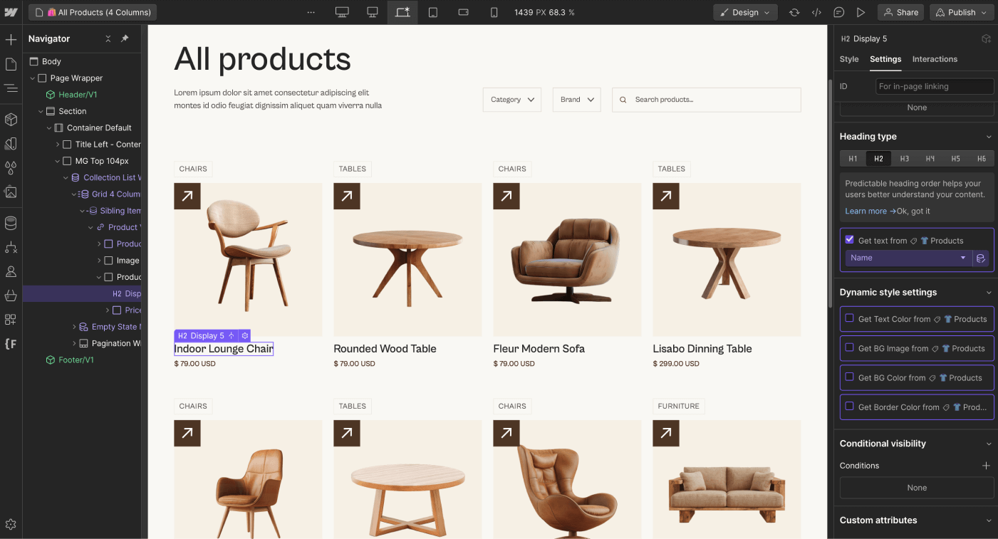 Ecommerce Content - Furniture X Webflow Template