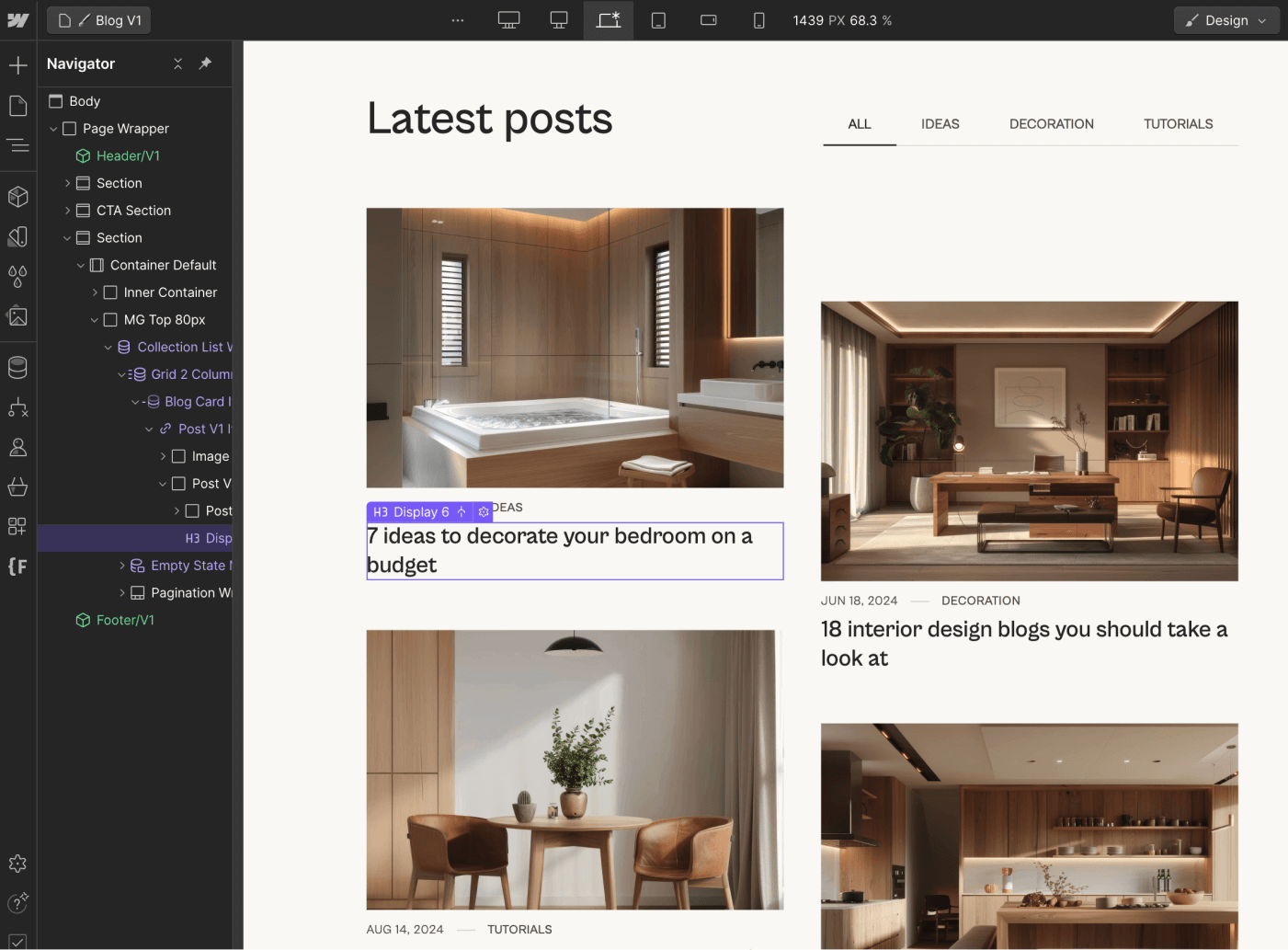 CMS Content - Furniture X Webflow Template
