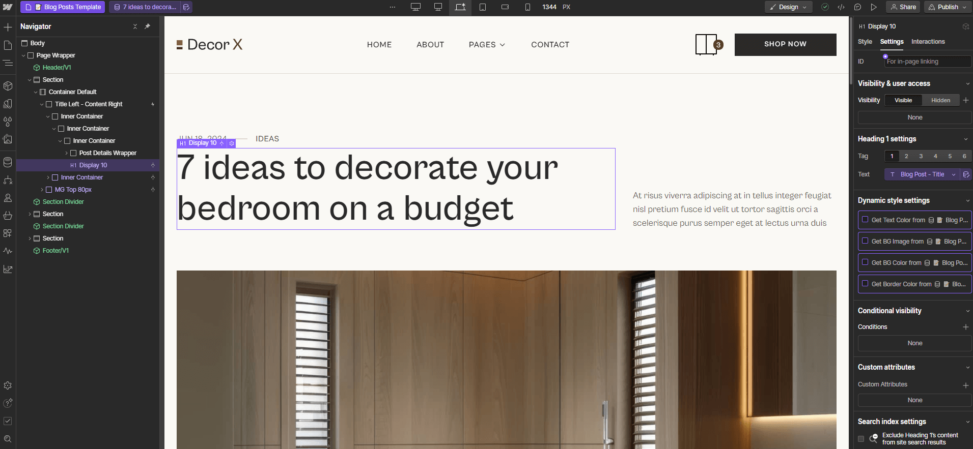 CMS Page - Decor X Webflow Template