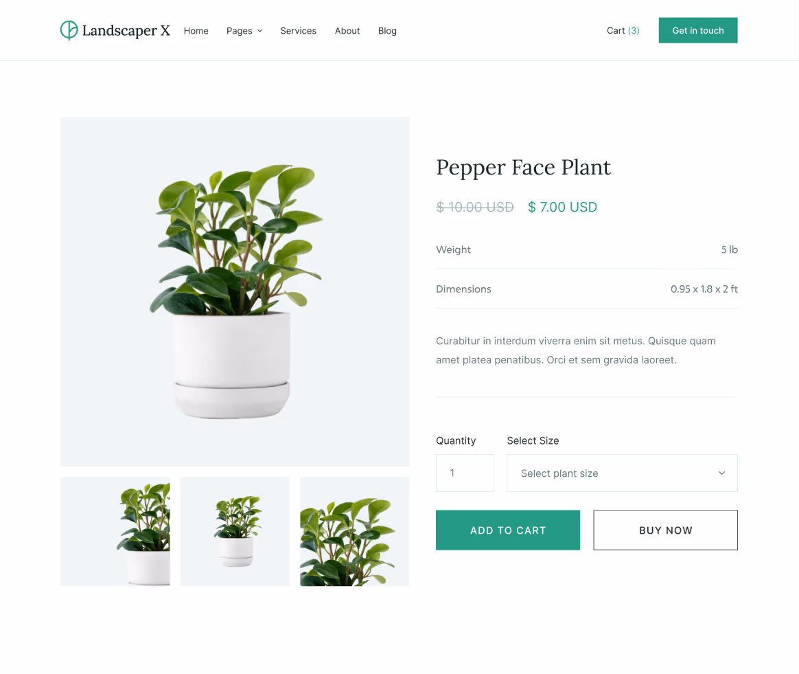 Landscaper X - Shop Single page - Landscaper Webflow Template
