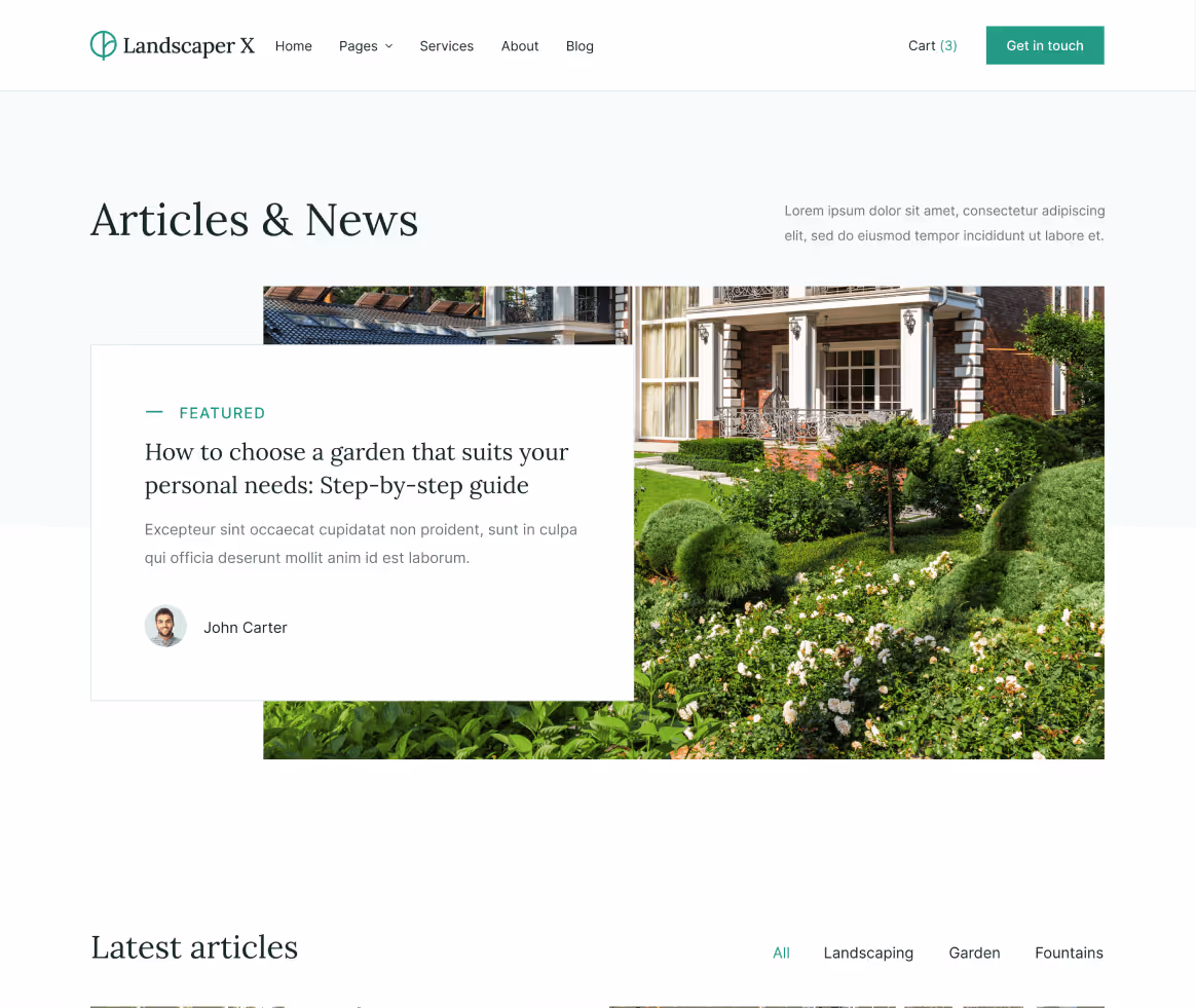 Landscaper X - Blog page - Landscaper Webflow Template