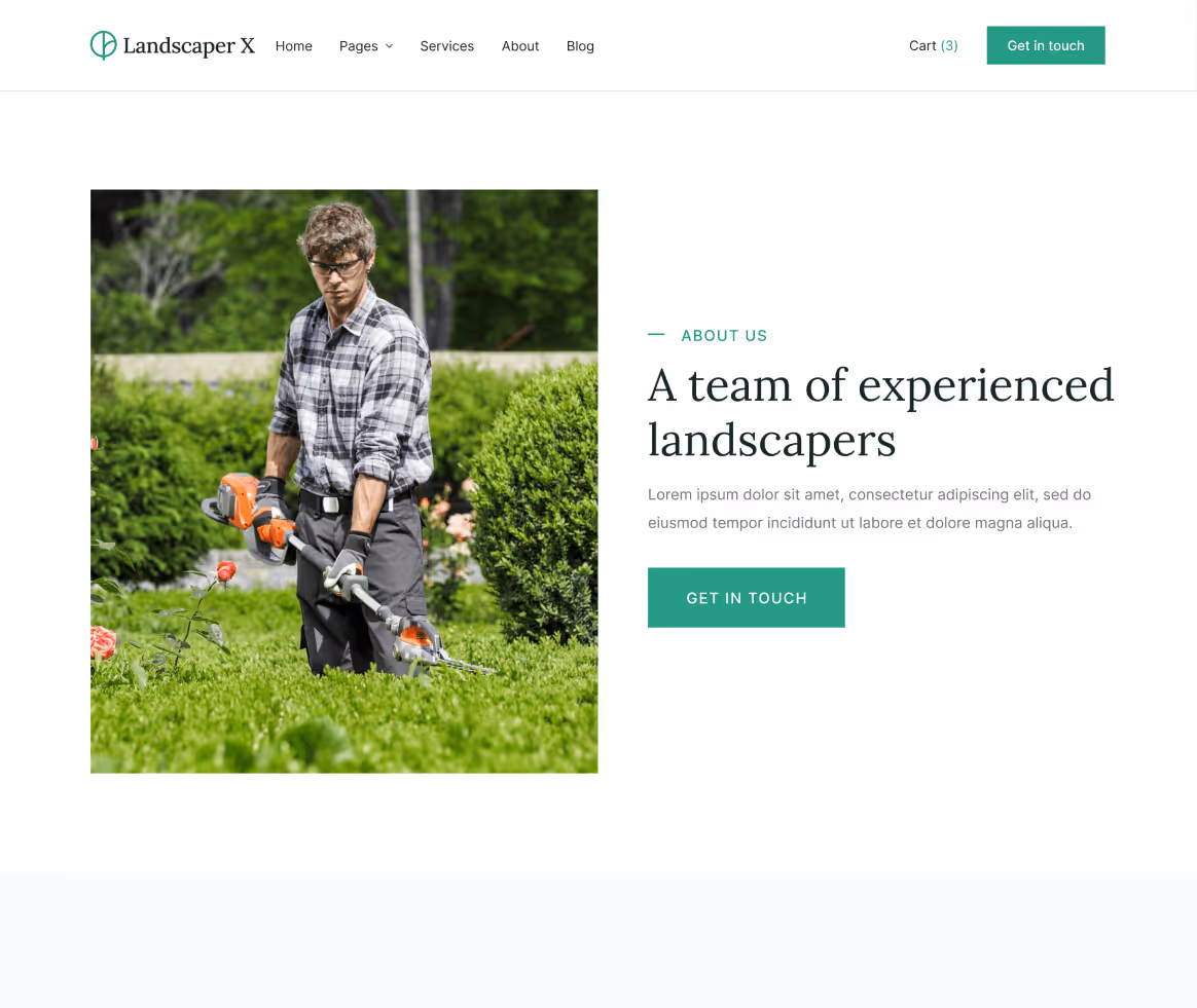 Landscaper X - About page - Landscaper Webflow Template