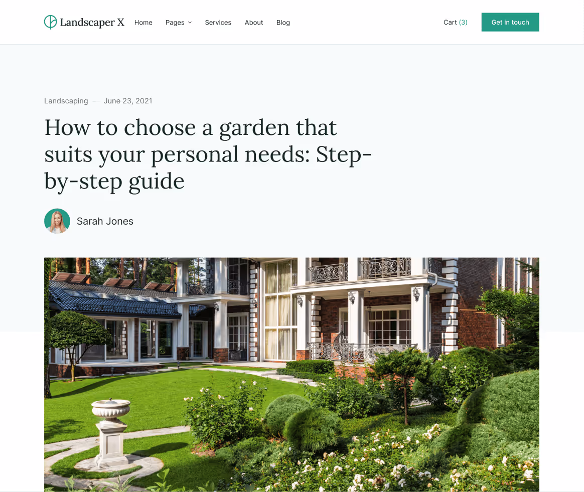 Landscaper X - Blog Post page - Landscaper Webflow Template
