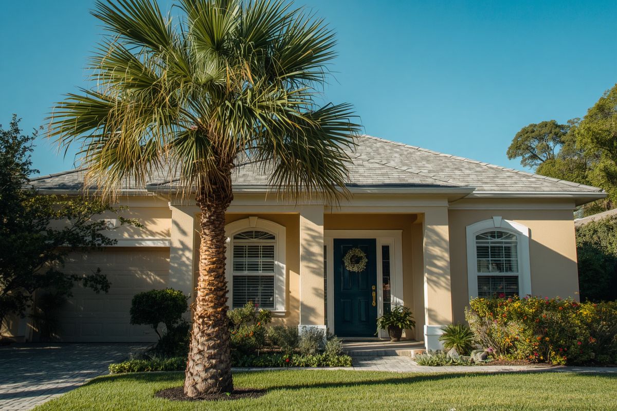 front yard with palm tree
