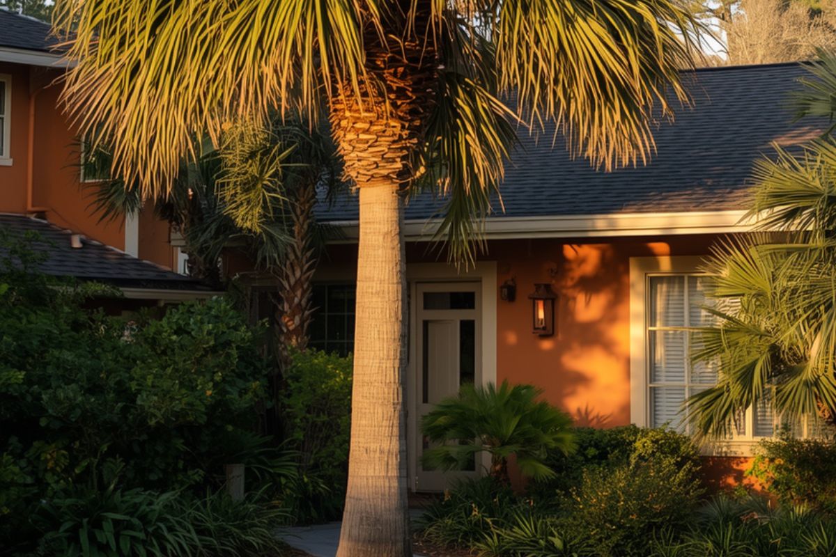 palm tree with sunset