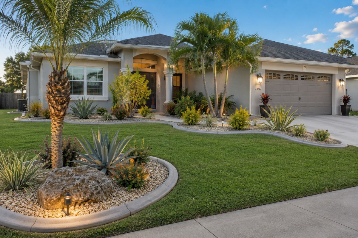 concrete curbing edging in front yard