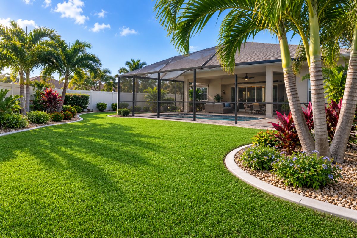 backyard with curbing edge yard in port charlotte fl