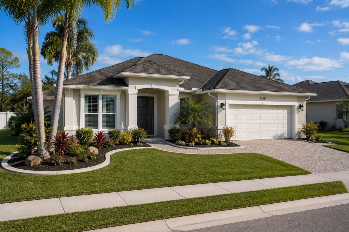 frontyard with custom curb